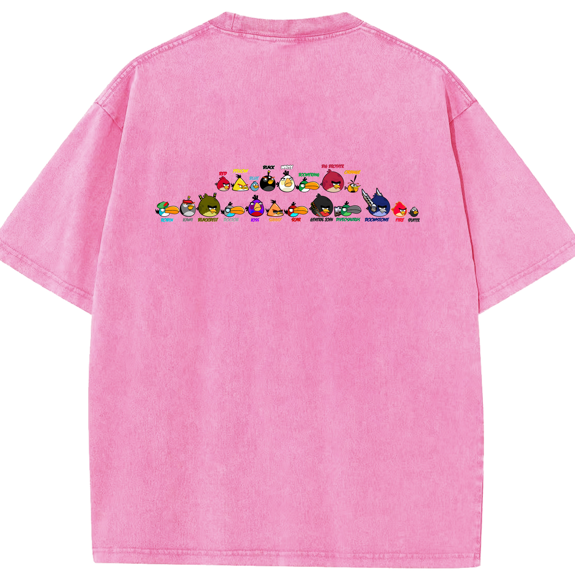 （画像用） Angry Birds アングリーバード 綿100% ヴィンテージ風 半袖Tシャツ（背面プリント）